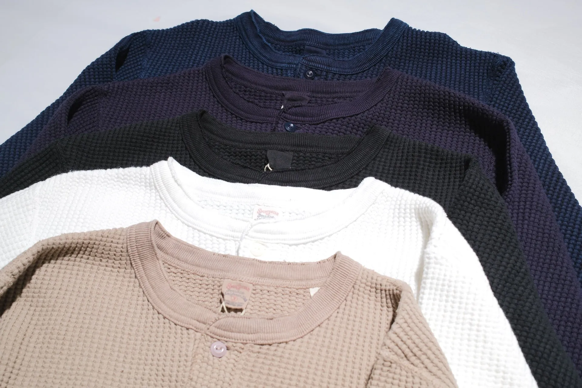 UES Ultra Heavyweight "Big Waffle" L/S Henley Thermal (Black)