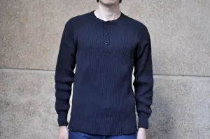 UES Ultra Heavyweight "Big Waffle" L/S Henley Thermal (Black)