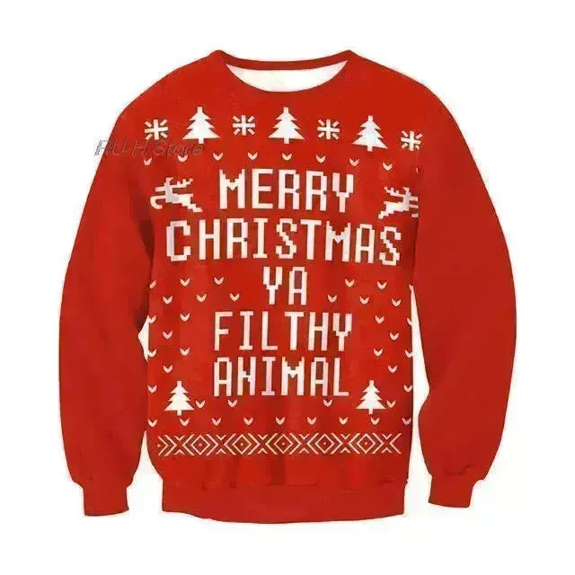 Ugly Christmas Sweater Santa Elf Couple Sweatshirt