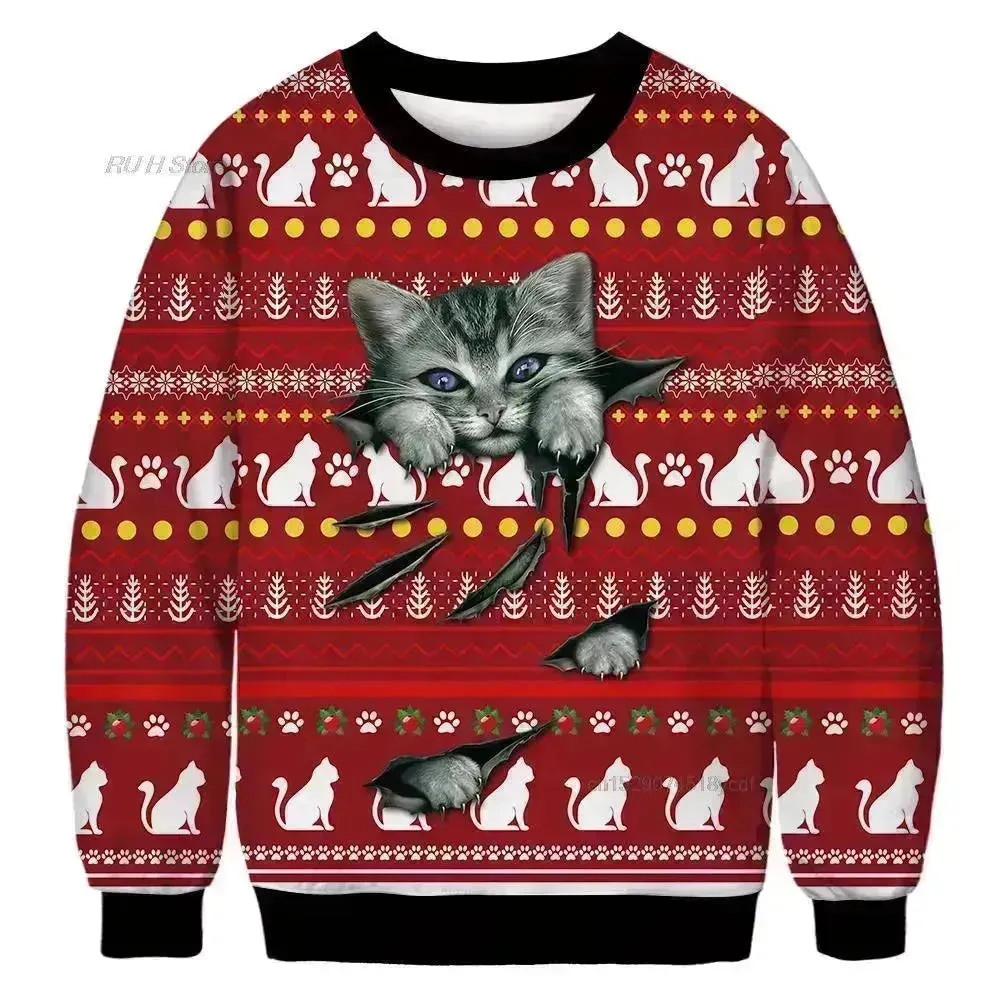 Ugly Christmas Sweater Santa Elf Couple Sweatshirt