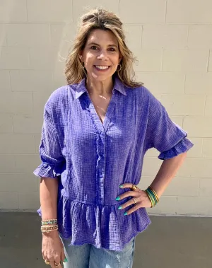 Umgee Purple Passion Cotton Gauze Top