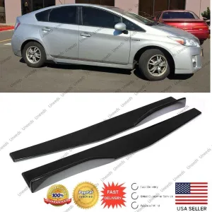Universal Side Skirts Body Kit Rocker Panels Splitters Winglet Wings (Black, 2 pcs)