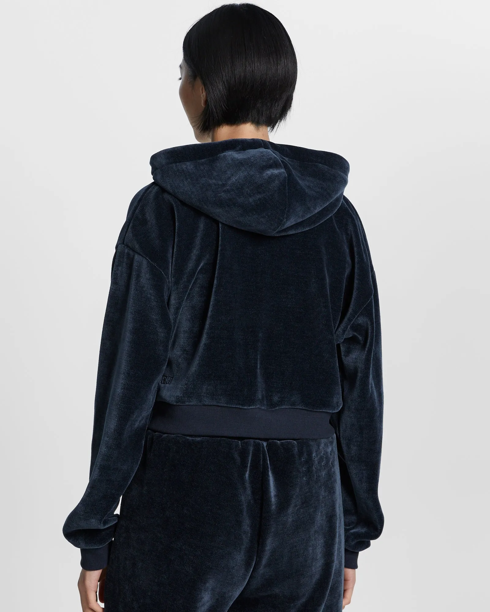 VELOUR ZIP UP HOODIE MIDNIGHT