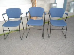 Vintage Modern Set of 8 Stacking Arm chairs with Iron frames