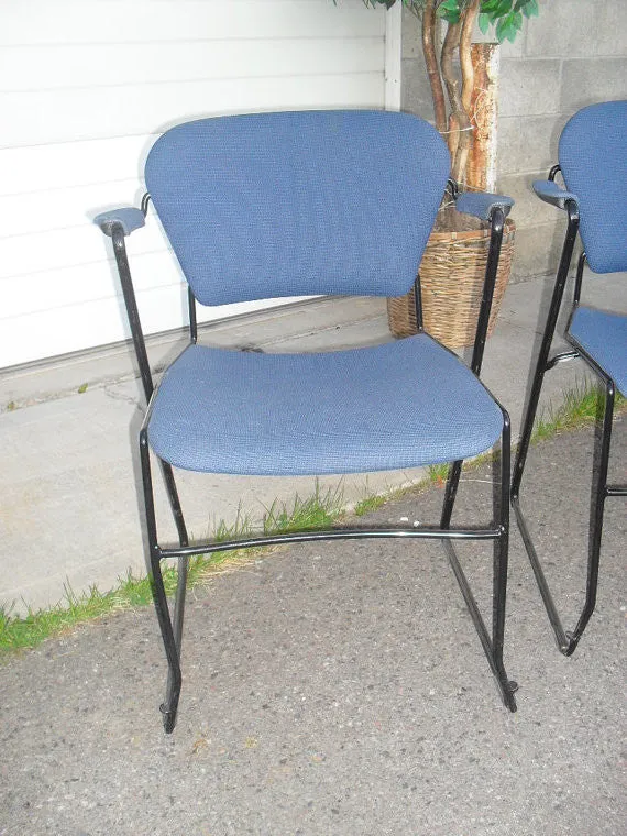 Vintage Modern Set of 8 Stacking Arm chairs with Iron frames