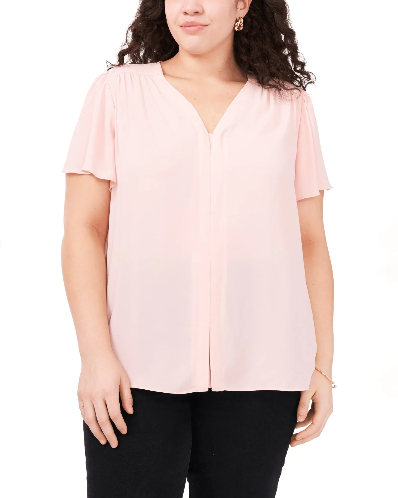 Violet Flutter Sleeve Blouse | FRESH PINK