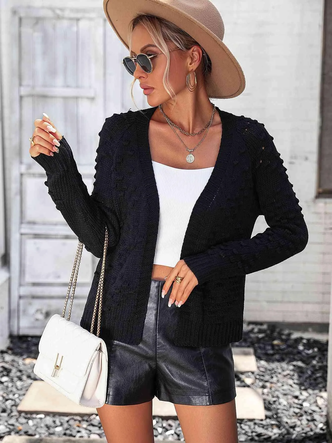 Warm Support Open Front Knit Cardigan