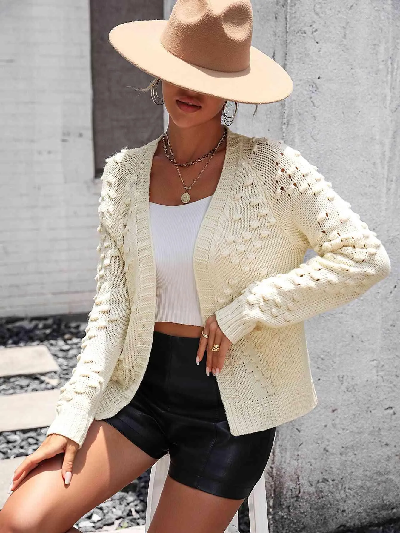 Warm Support Open Front Knit Cardigan