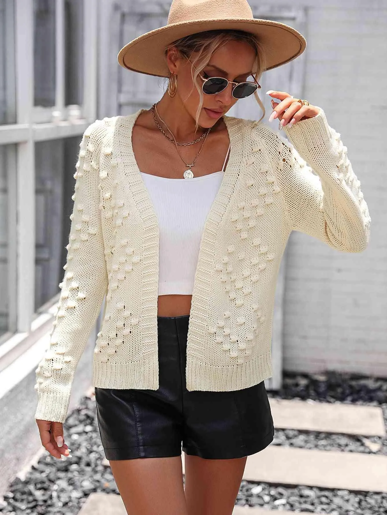 Warm Support Open Front Knit Cardigan