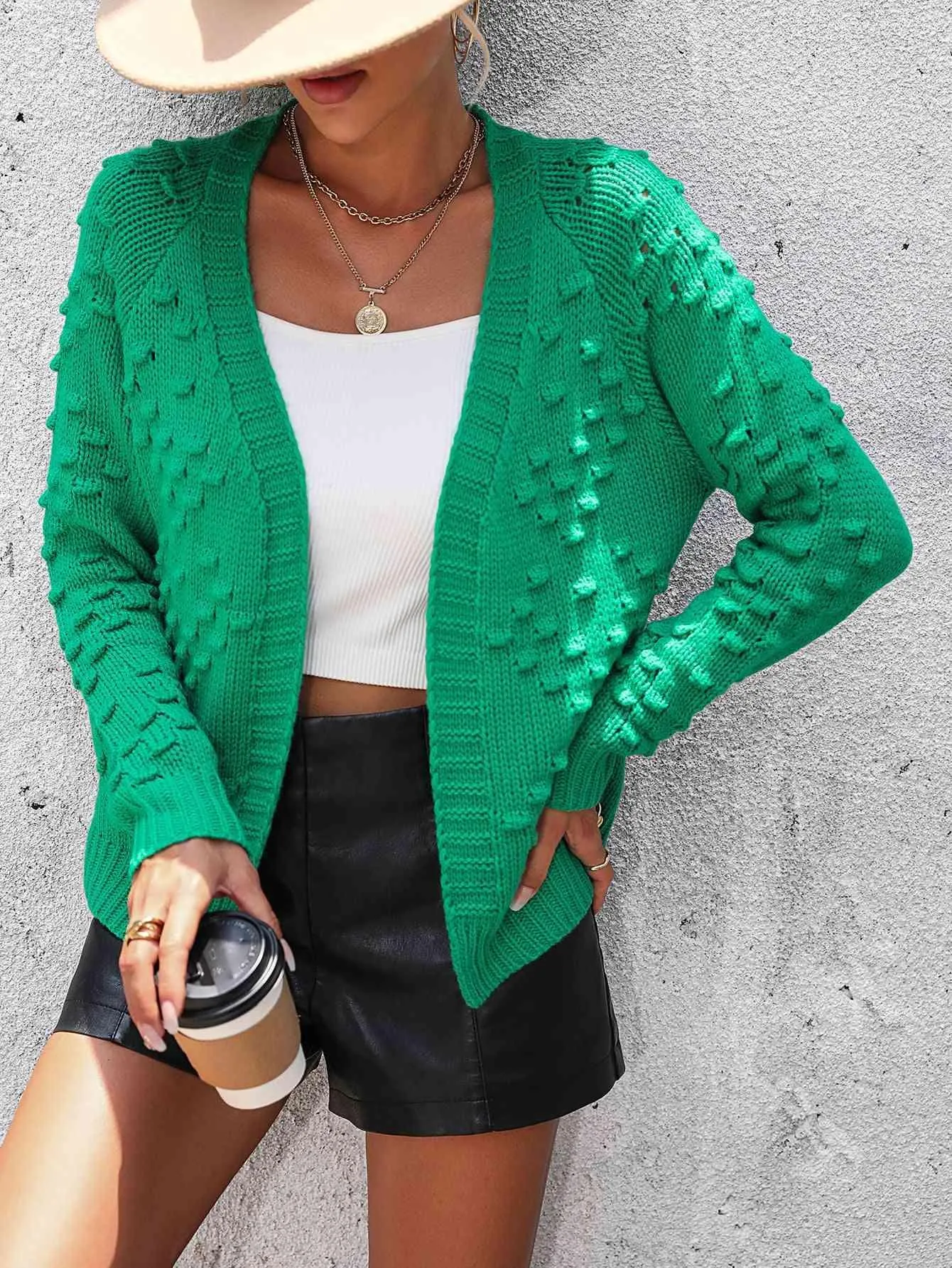 Warm Support Open Front Knit Cardigan