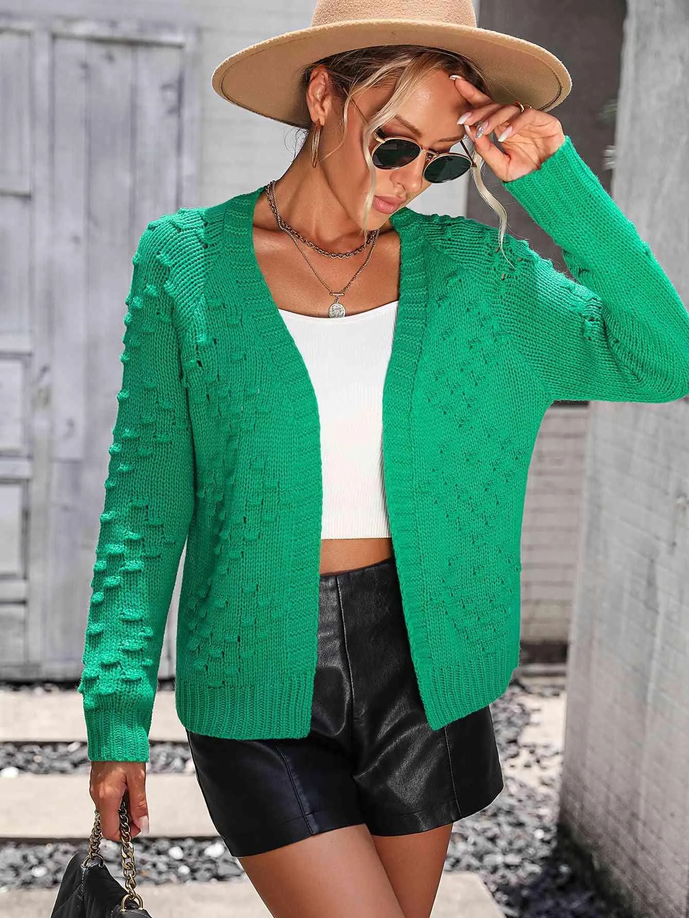 Warm Support Open Front Knit Cardigan