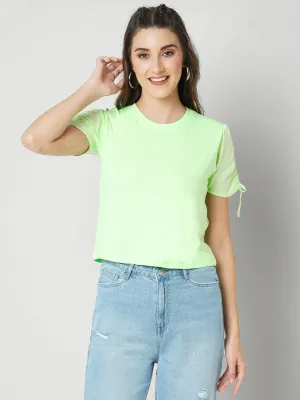 Women Slim Fit Crew-Nek Crop T-Shirt