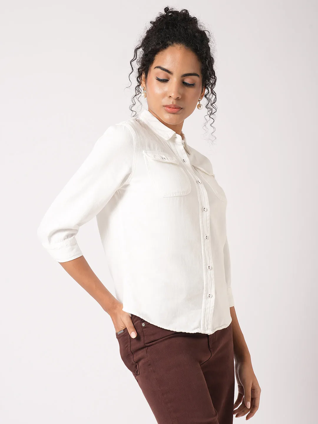 Women Slim Fit White Shirt