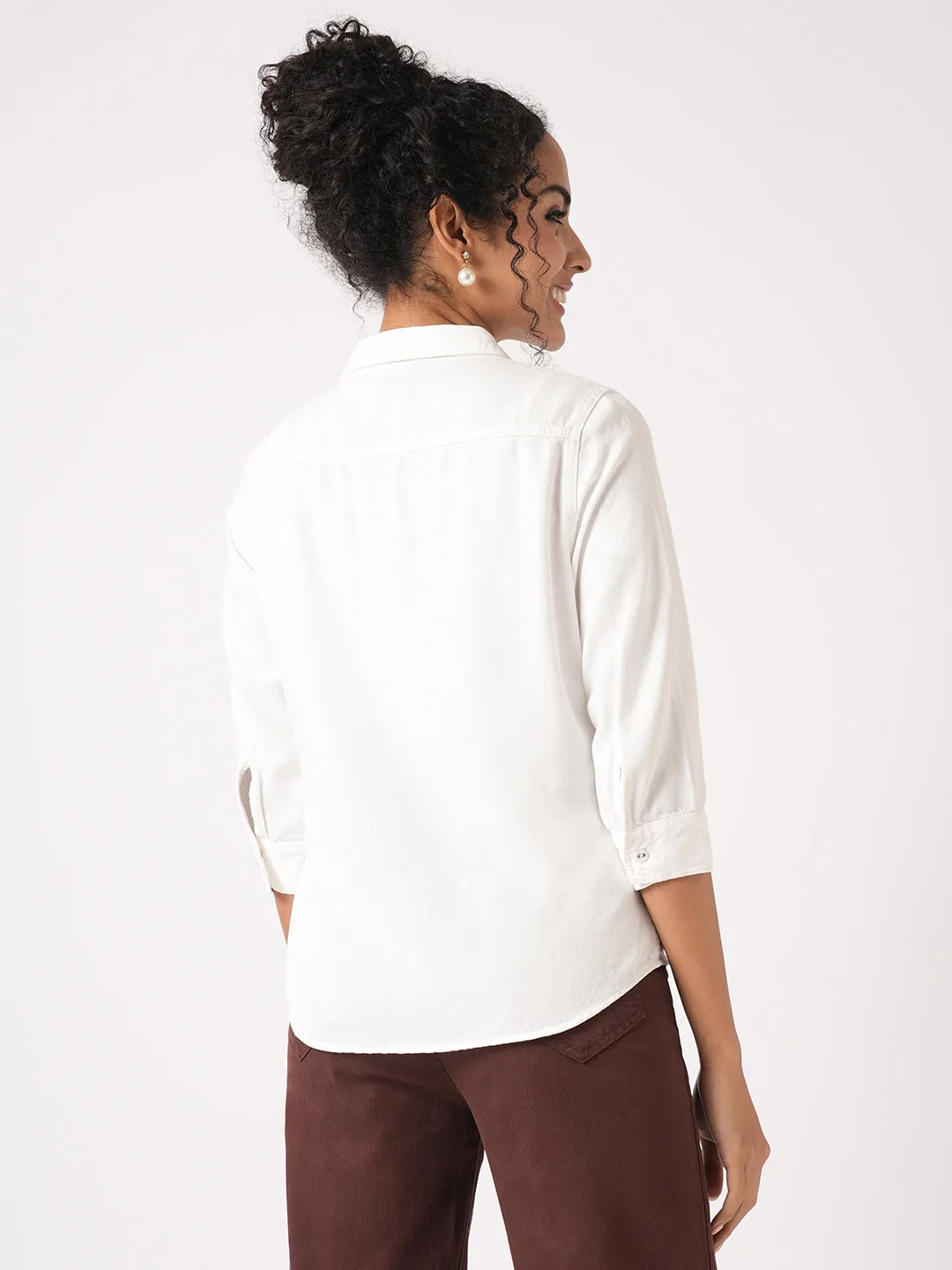 Women Slim Fit White Shirt