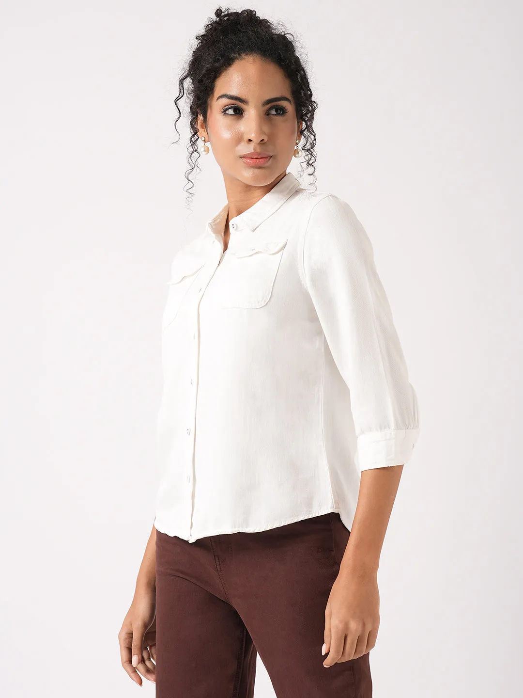 Women Slim Fit White Shirt