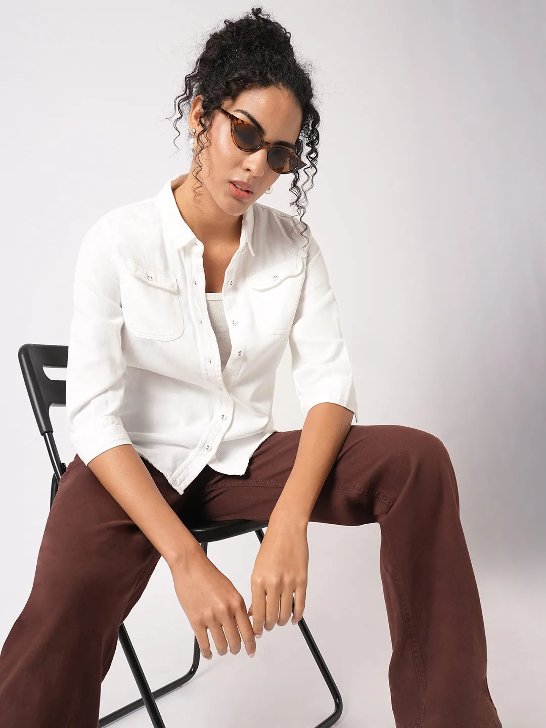 Women Slim Fit White Shirt