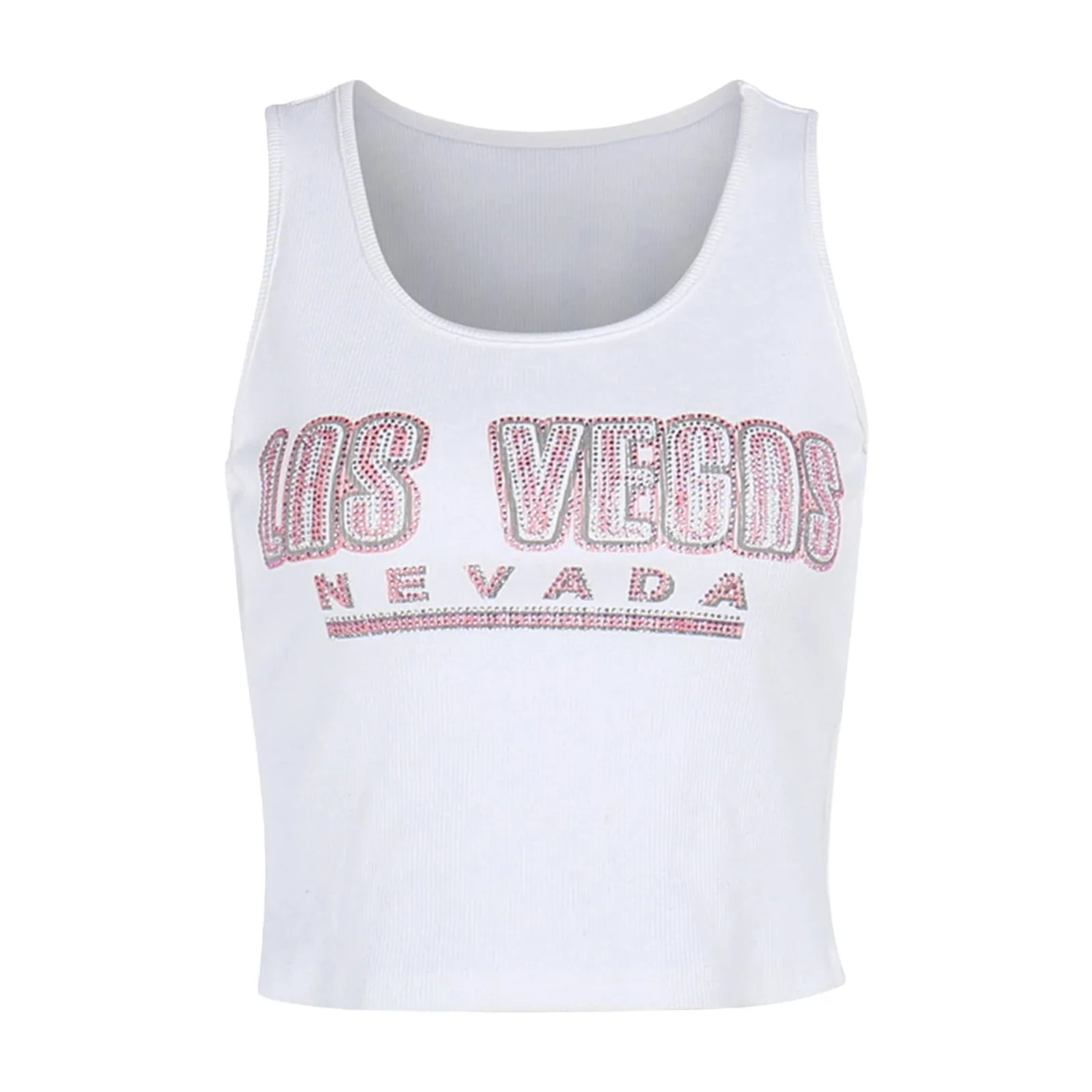 Women Y2K Fairy Print Sleeveless Crop Tank Top E-Girl Grunge Fashion