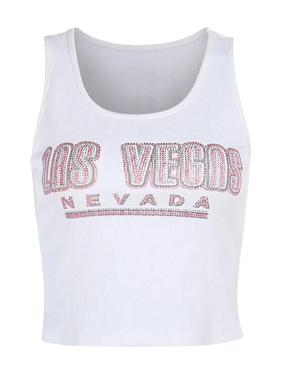 Women Y2K Fairy Print Sleeveless Crop Tank Top E-Girl Grunge Fashion