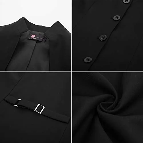 Women's Business Dressy Suit Vest Waistcoat Slim Fit Economy Halter Backless Tuxedo Suits(L, Black 78)