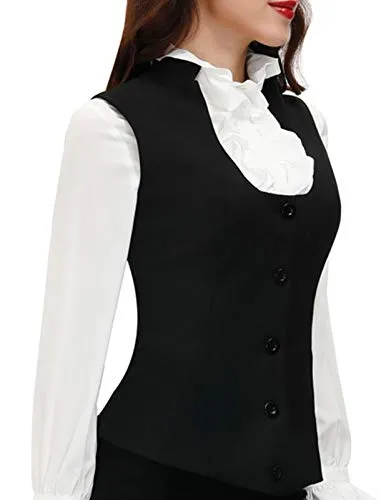 Women's Business Dressy Suit Vest Waistcoat Slim Fit Economy Halter Backless Tuxedo Suits(L, Black 78)
