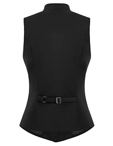Women's Business Dressy Suit Vest Waistcoat Slim Fit Economy Halter Backless Tuxedo Suits(L, Black 78)
