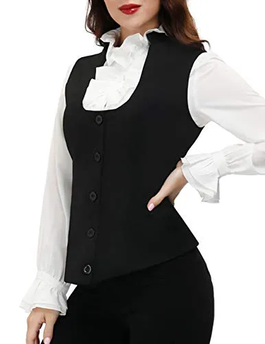 Women's Business Dressy Suit Vest Waistcoat Slim Fit Economy Halter Backless Tuxedo Suits(L, Black 78)