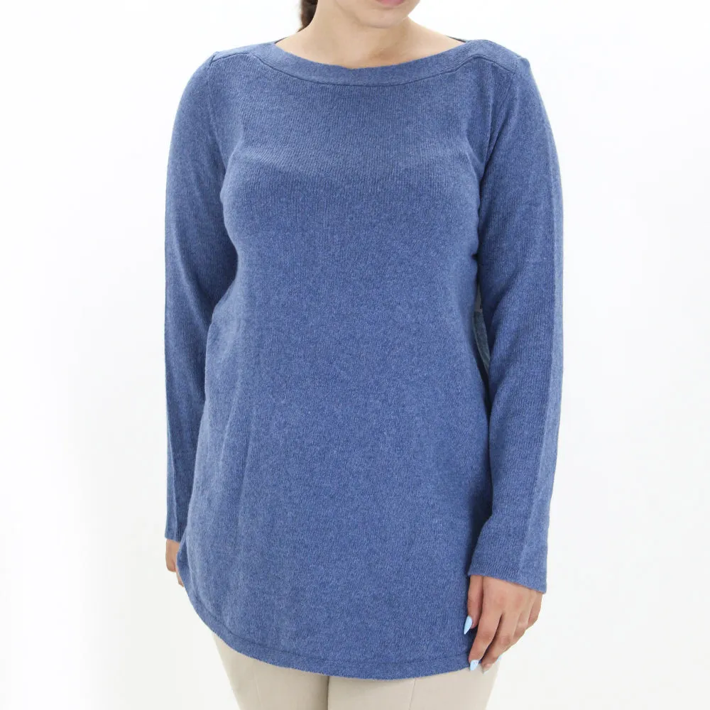 Women's Knitted Plain Sweater,Blue