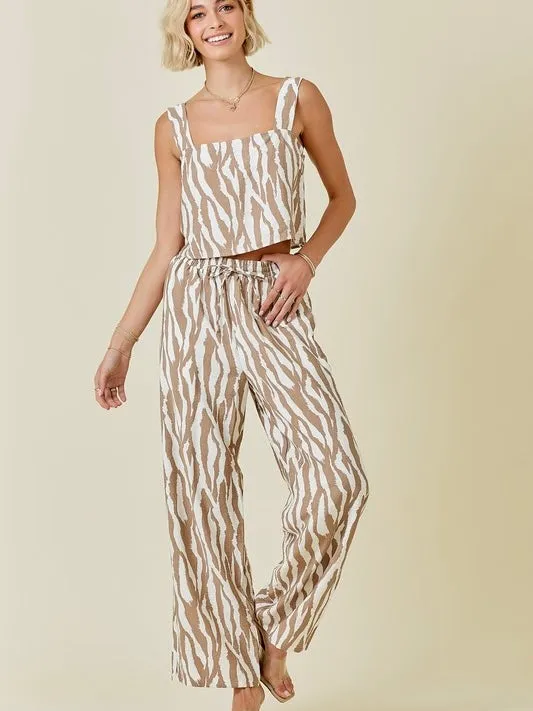 Zebra Print Square Neck Tank Top