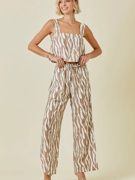 Zebra Print Square Neck Tank Top