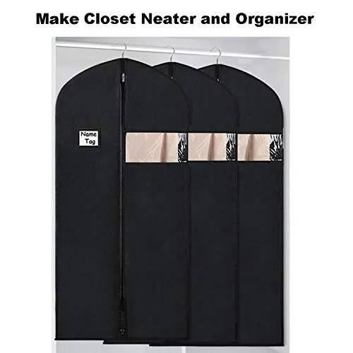 Zilink Garment Bags Suit Bags for Storage and Travel 54 inches Breathable Dust-Proof Dress Protector Bag with Clear Window for Suit, Dresses, Winter Coat, Pack of 3