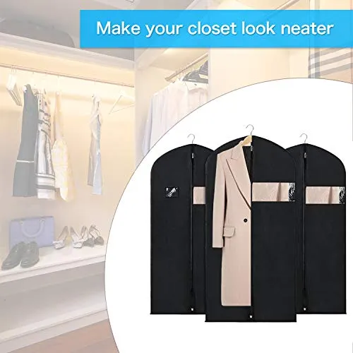 Zilink Garment Bags Suit Bags for Storage and Travel 54 inches Breathable Dust-Proof Dress Protector Bag with Clear Window for Suit, Dresses, Winter Coat, Pack of 3
