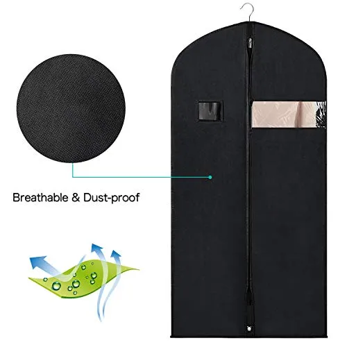 Zilink Garment Bags Suit Bags for Storage and Travel 54 inches Breathable Dust-Proof Dress Protector Bag with Clear Window for Suit, Dresses, Winter Coat, Pack of 3